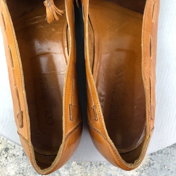 Cole Haan Men's Size 10.5 Brown Closed Moc Toe Tie Detail Slip On Loafers Shoes - Picture 11 of 13